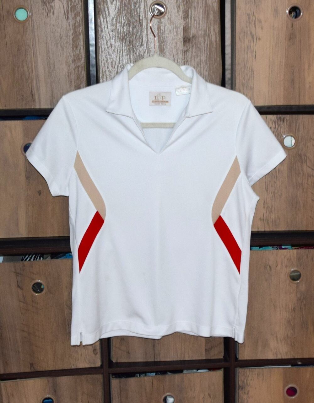 EP Pro Tour Tech Womens Shirt M Collared White Red
